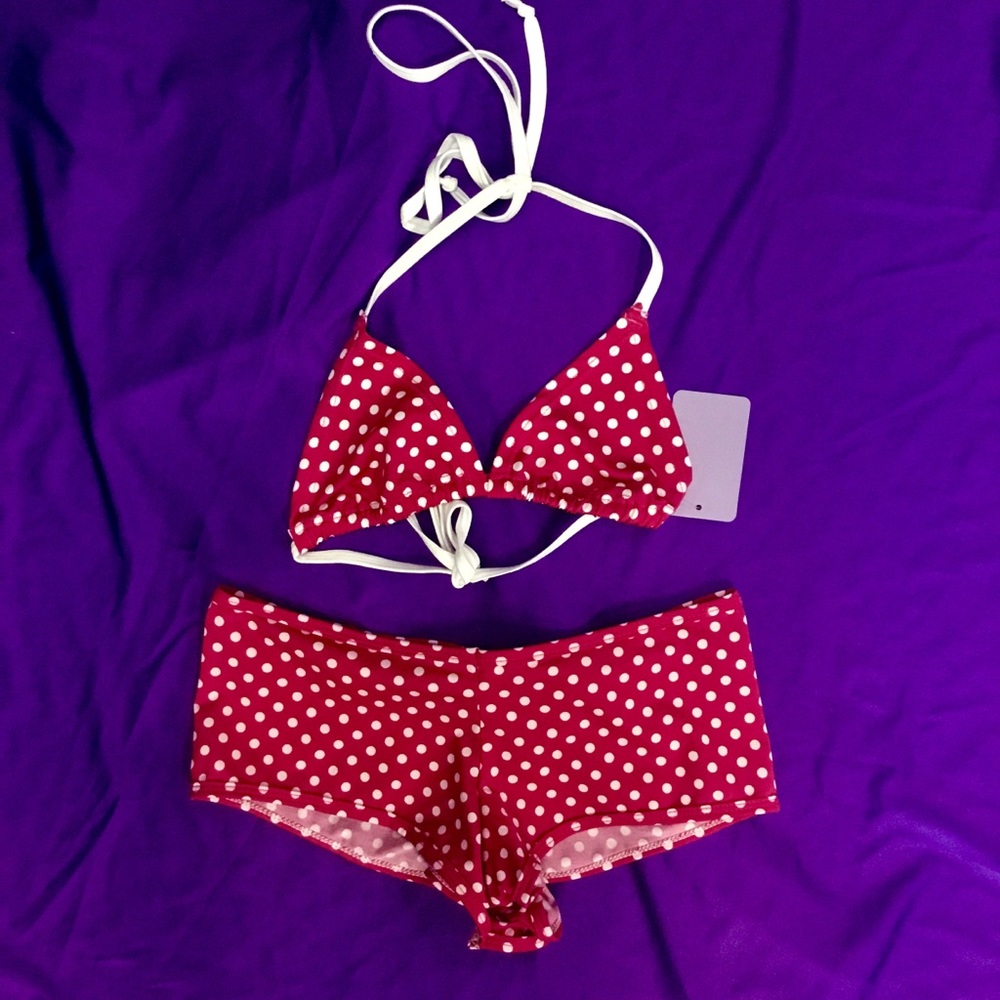 Polka dot two-piece swimsuit